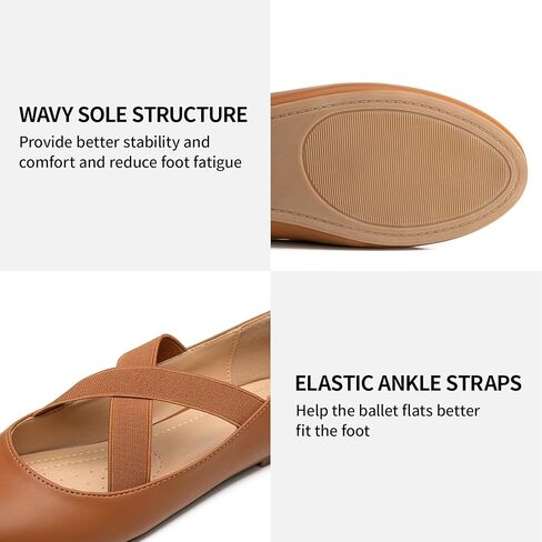 أحذية Trary النسائية، أحذية مسطحة بنية واسعة العرض للنساء، أحذية ماري جين بحزام الكاحل للنساء، أحذية نسائية مسطحة للنساء، أحذية باليه مسطحة مع دعم للقوس، أحذية ماري جين المسطحة للنساء، أحذية نسائية مسطحة مقاس 9 in Kuwait