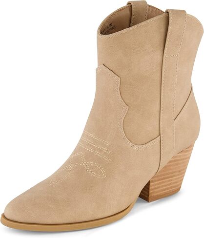 CUSHIONAIRE Women's Rocky Western boot with stitch detailing and Memory Foam padding, Wide Widths Available, Taupe 11 in Saudi Arabia