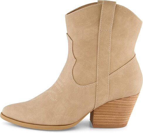 CUSHIONAIRE Women's Rocky Western boot with stitch detailing and Memory Foam padding, Wide Widths Available, Taupe 11 in Saudi Arabia