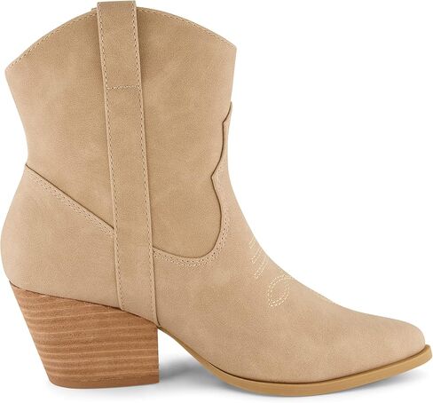 CUSHIONAIRE Women's Rocky Western boot with stitch detailing and Memory Foam padding, Wide Widths Available, Taupe 11 in Saudi Arabia
