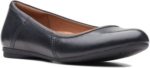 حذاء باليه مسطح للنساء من Clarks Canebay Plain، جلد أسود، 6.5 in Saudi Arabia