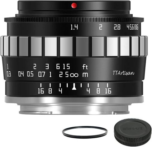 TTArtisan 23mm F1.4 APS-C Manual Focus Lens for Panasonic/Olympus MFT M4/3 Mount epm1 emp2 E-PL1 E-PL2 E-PL3 E-PL5 E-PL6 G2 G3 G5 G6 G7 G9 GH1 GH2 GH3 GH4 GH5 GH5S Black and Silver in Saudi Arabia