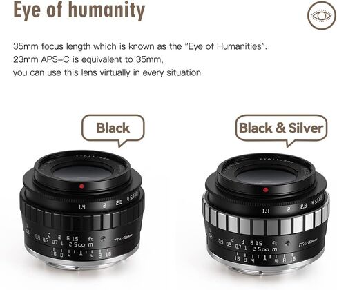 TTArtisan 23mm F1.4 APS-C Manual Focus Lens for Panasonic/Olympus MFT M4/3 Mount epm1 emp2 E-PL1 E-PL2 E-PL3 E-PL5 E-PL6 G2 G3 G5 G6 G7 G9 GH1 GH2 GH3 GH4 GH5 GH5S Black and Silver in Saudi Arabia