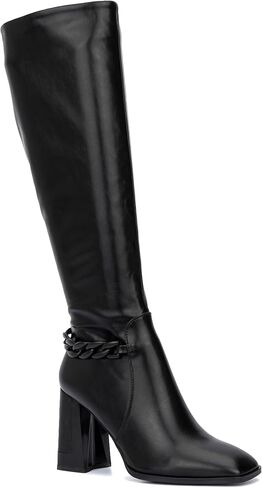 TORGEIS Women's Lauren Tall Boot Casual, Side Zipper, Block Heel, Square Toe, Rubber Outsole in Saudi Arabia