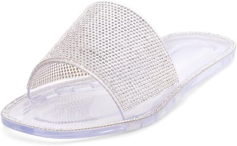 Herstyle Womens Anabell Jelly Slides Rhinestone Flat Sandals Slip On Beach Rain Shoes in Saudi Arabia