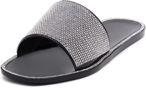 Herstyle Womens Anabell Jelly Slides Rhinestone Flat Sandals Slip On Beach Rain Shoes in Saudi Arabia