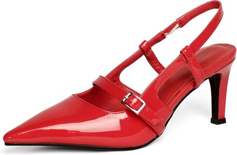 Women's Pumps Slingback Shoes Kitten High Heels for Women Closed Pointed Toe with Buckles Sexy Wedding Party Dress in Saudi Arabia