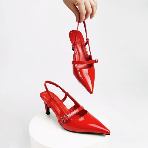 Women's Pumps Slingback Shoes Kitten High Heels for Women Closed Pointed Toe with Buckles Sexy Wedding Party Dress in Saudi Arabia