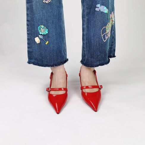 Women's Pumps Slingback Shoes Kitten High Heels for Women Closed Pointed Toe with Buckles Sexy Wedding Party Dress in Saudi Arabia
