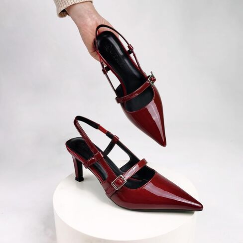 Women's Pumps Slingback Shoes Kitten High Heels for Women Closed Pointed Toe with Buckles Sexy Wedding Party Dress in Saudi Arabia