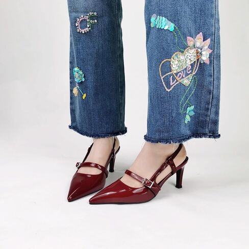 Women's Pumps Slingback Shoes Kitten High Heels for Women Closed Pointed Toe with Buckles Sexy Wedding Party Dress in Saudi Arabia