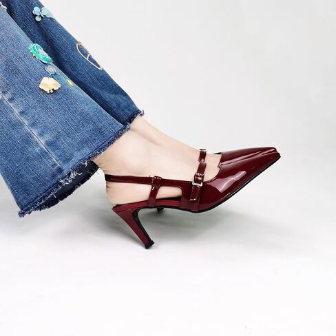 Women's Pumps Slingback Shoes Kitten High Heels for Women Closed Pointed Toe with Buckles Sexy Wedding Party Dress in Saudi Arabia