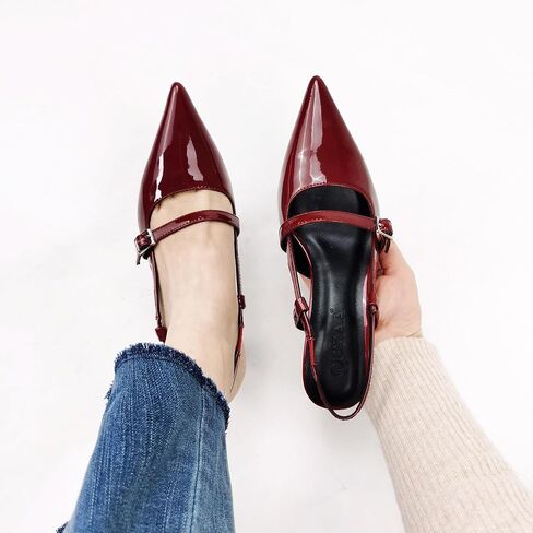 Women's Pumps Slingback Shoes Kitten High Heels for Women Closed Pointed Toe with Buckles Sexy Wedding Party Dress in Saudi Arabia