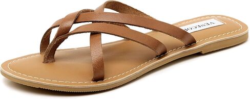 Chloe Women's Strapy Leather Slip-on Summer Flat Sandals in Saudi Arabia