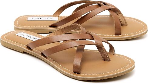 Chloe Women's Strapy Leather Slip-on Summer Flat Sandals in Saudi Arabia