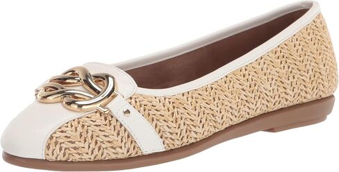 Aerosoles Women's Big Bet Flat Heel, Natural Combo Raffia, 8 in Saudi Arabia