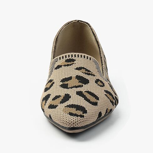 أحذية MUSSHOE المسطحة للنساء سهلة الارتداء وأحذية الباليه المسطحة والأحذية المسطحة المدببة عند الأصابع للنساء أحذية مريحة أنيقة للنساء، جلد الفهد 9 in Kuwait