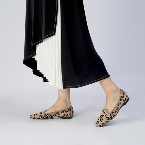 أحذية MUSSHOE المسطحة للنساء سهلة الارتداء وأحذية الباليه المسطحة والأحذية المسطحة المدببة عند الأصابع للنساء أحذية مريحة أنيقة للنساء، جلد الفهد 9 in Kuwait