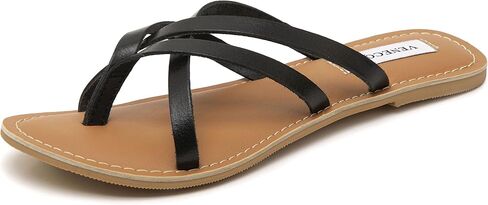 Chloe Women's Strapy Leather Slip-on Summer Flat Sandals in Saudi Arabia