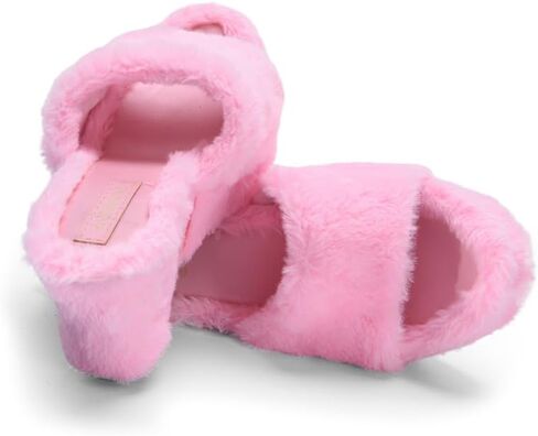 YSMIIH Women Fluff Wedge Slippers Fashion Sandals Plush Platform | Faux Fur Casual Outdoor Fleece Lining Open Toe Band Fluffita fuzzy in Saudi Arabia