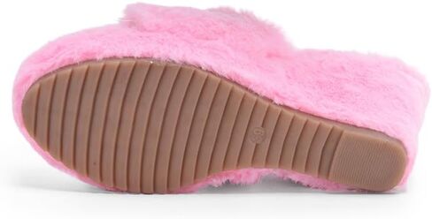 YSMIIH Women Fluff Wedge Slippers Fashion Sandals Plush Platform | Faux Fur Casual Outdoor Fleece Lining Open Toe Band Fluffita fuzzy in Saudi Arabia