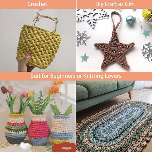 NICEEC 2 شلات من القماش غزل تي شيرت غزل لحياكة الكروشيه غزل ملون لليد DIY حقيبة يدوية سلة وسادة - الطول الإجمالي 2 × 32 ياردة (2 × 30 م، 2 × 100 جم) - أبيض رمادي in Saudi Arabia