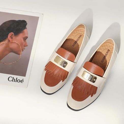 Loafers for Women Slip On Moccasins Shoes Tassel Flats No Heel with Chain in Saudi Arabia