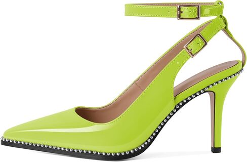 SAMMITOP النساء Slingback الكعوب الخناجر عالية الكعب مطرز مضخات أشار تو Strappy الكعوب الكاحل فستان بحزام أحذية 3.5 بوصة الكعوب in Kuwait