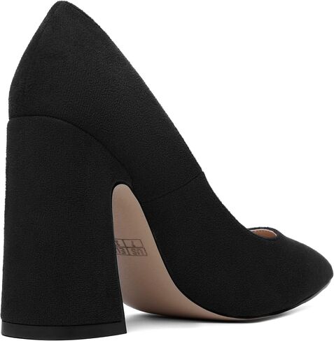 Womens Slip On Solid Suede Pointed Toe Wedding Fashion Chunky High Heel Pumps Shoes 4 Inch in Saudi Arabia