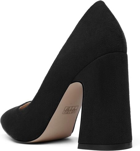 Womens Slip On Solid Suede Pointed Toe Wedding Fashion Chunky High Heel Pumps Shoes 4 Inch in Saudi Arabia