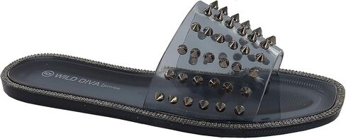 Womens Jelly flip Flop Rhinestone Slippers Sandals (10, SMOKE Jelly) in Kuwait