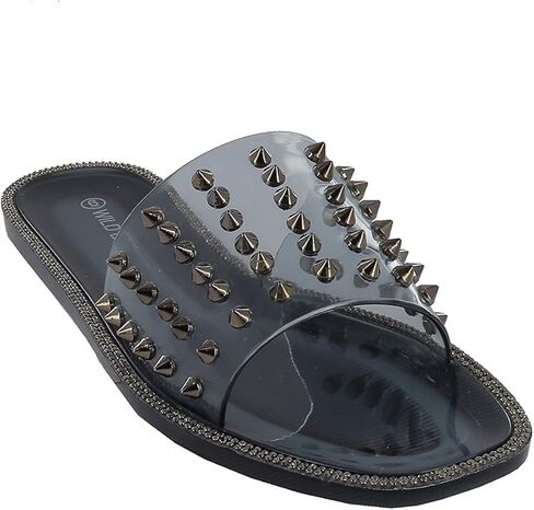 Womens Jelly flip Flop Rhinestone Slippers Sandals (10, SMOKE Jelly) in Kuwait