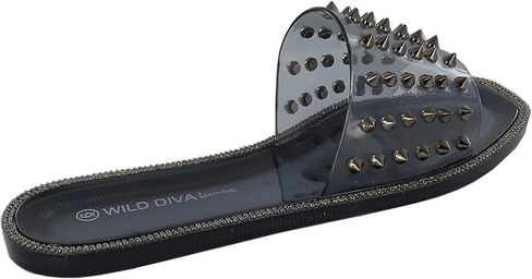 Womens Jelly flip Flop Rhinestone Slippers Sandals (10, SMOKE Jelly) in Kuwait