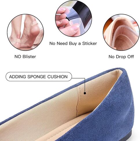 حذاء مسطح للنساء من MUSSHOE، مريح بمقدمة مدببة سهل الارتداء، حذاء مسطح للسيدات، كحلي 2 8 in Kuwait