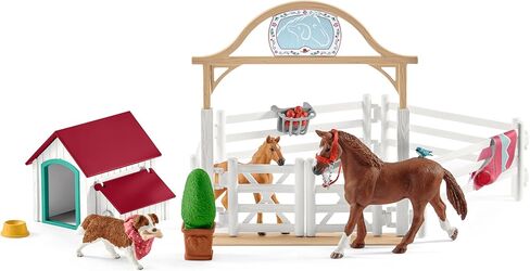 Schleich Horse Club, Horse Toys for Girls and Boys, Hannah's Guest Horses Horse Set with Ruby the Dog and Horse Toys, 20 pieces, Ages 5+ in Saudi Arabia