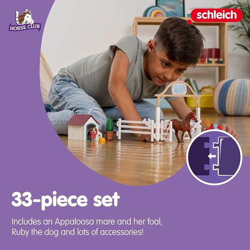 Schleich Horse Club, Horse Toys for Girls and Boys, Hannah's Guest Horses Horse Set with Ruby the Dog and Horse Toys, 20 pieces, Ages 5+ in Saudi Arabia