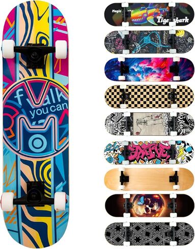 Bestclub Pro ألواح تزلج كاملة للمبتدئين والبالغين والمراهقين والأطفال والبنات والأولاد مقاس 31x8 بوصة ألواح تزلج 7 طبقات من خشب القيقب الكندي ذو سطح مزدوج مقعر وألواح طويلة in Kuwait