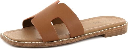 Carla 2 Flat Slide Sandals for Women – Faux Leather Sandals Women’s Summer Shoes – Comfortable Flat Sandals in Saudi Arabia