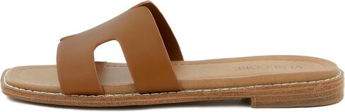 Carla 2 Flat Slide Sandals for Women – Faux Leather Sandals Women’s Summer Shoes – Comfortable Flat Sandals in Saudi Arabia