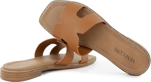 Carla 2 Flat Slide Sandals for Women – Faux Leather Sandals Women’s Summer Shoes – Comfortable Flat Sandals in Saudi Arabia