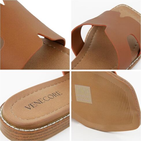 Carla 2 Flat Slide Sandals for Women – Faux Leather Sandals Women’s Summer Shoes – Comfortable Flat Sandals in Saudi Arabia