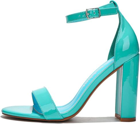 Cape Robbin Athens Chunky High Heels with Ankle Strap for Women, Women's Round Toe Heeled Sandals - Orange Size 9 in Kuwait