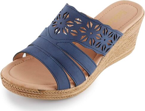 Alexis Leroy Women's Open Toe Comfort Strappy Wedge Slide Sandals in Kuwait