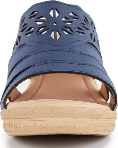 Alexis Leroy Women's Open Toe Comfort Strappy Wedge Slide Sandals in Kuwait
