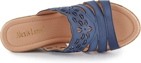 Alexis Leroy Women's Open Toe Comfort Strappy Wedge Slide Sandals in Kuwait
