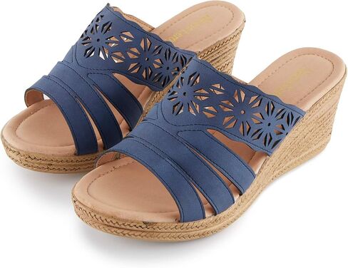 Alexis Leroy Women's Open Toe Comfort Strappy Wedge Slide Sandals in Kuwait