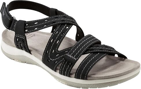 صندل مسطح للسيدات من Earth Footwear SASS3، أسود 001، 7.5 in Kuwait