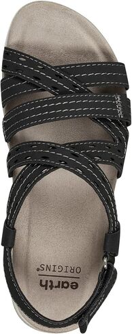 صندل مسطح للسيدات من Earth Footwear SASS3، أسود 001، 7.5 in Kuwait
