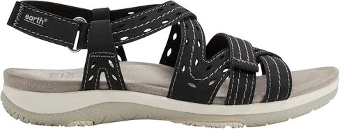 صندل مسطح للسيدات من Earth Footwear SASS3، أسود 001، 7.5 in Kuwait