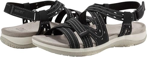 صندل مسطح للسيدات من Earth Footwear SASS3، أسود 001، 7.5 in Kuwait